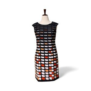 Black Dress with Colorful Grid Pattern by I Le New York - Size 8